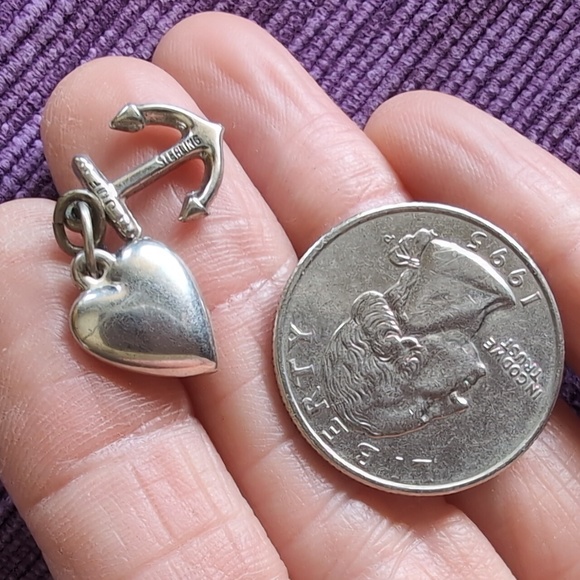 Sterling Silver Heart and Ship Anchor Charm - Picture 3 of 5
